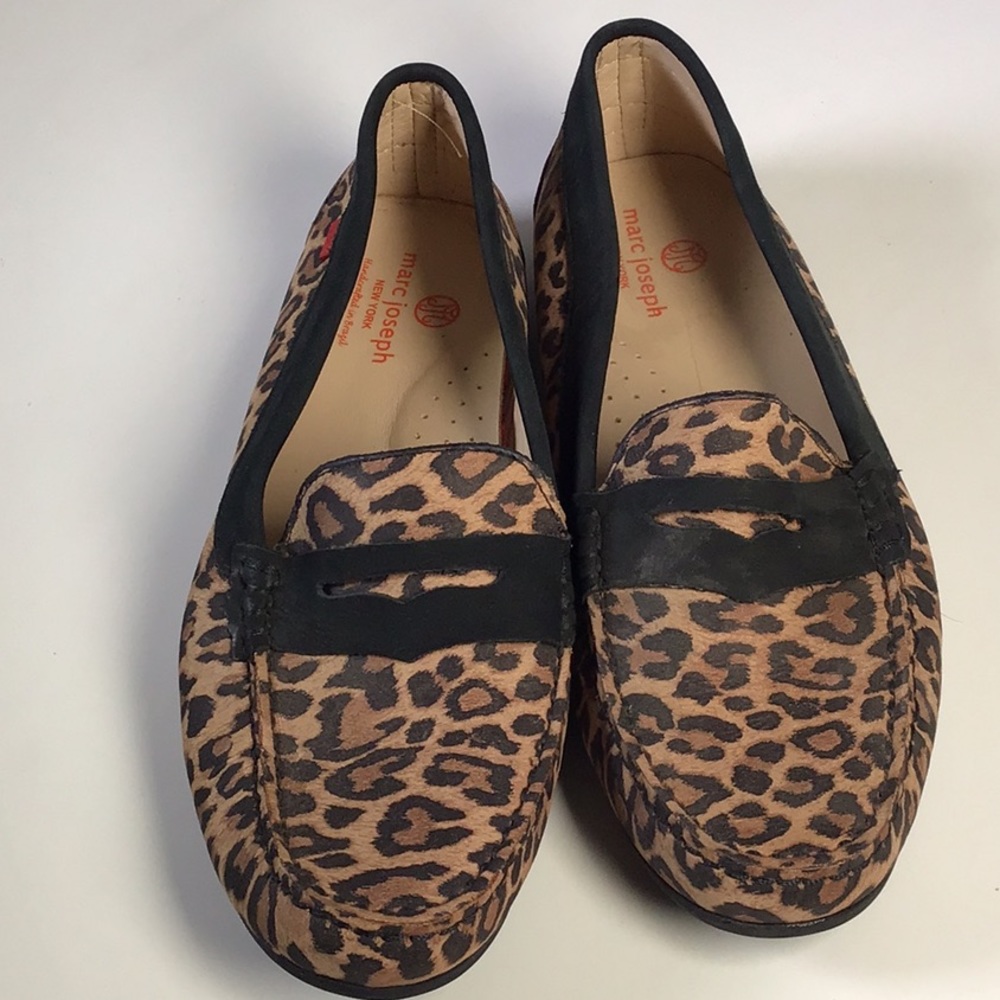 Marc Joseph East Village fake leopard  penny Loafers